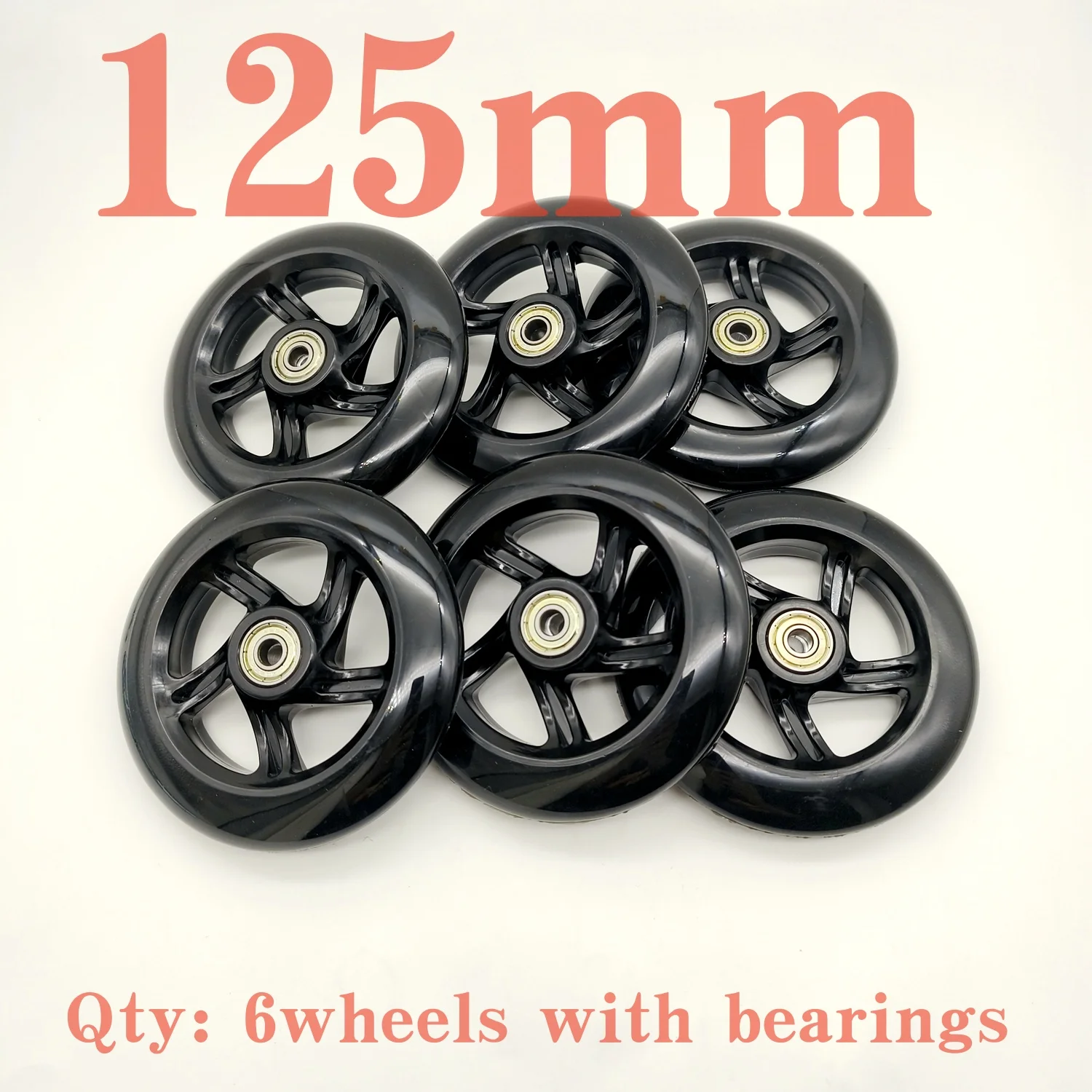 125MM scooter wheel 125x24mm skate wheel 85a pu material bearing abec-7 6wheels/lot