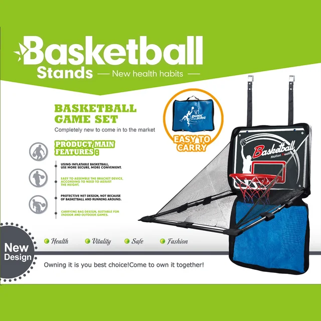 [ With 2 Basketballs + Inflatable Pump] Portable Storage Bag Hang a wall-mounted basketball board for repeated shooting training 3