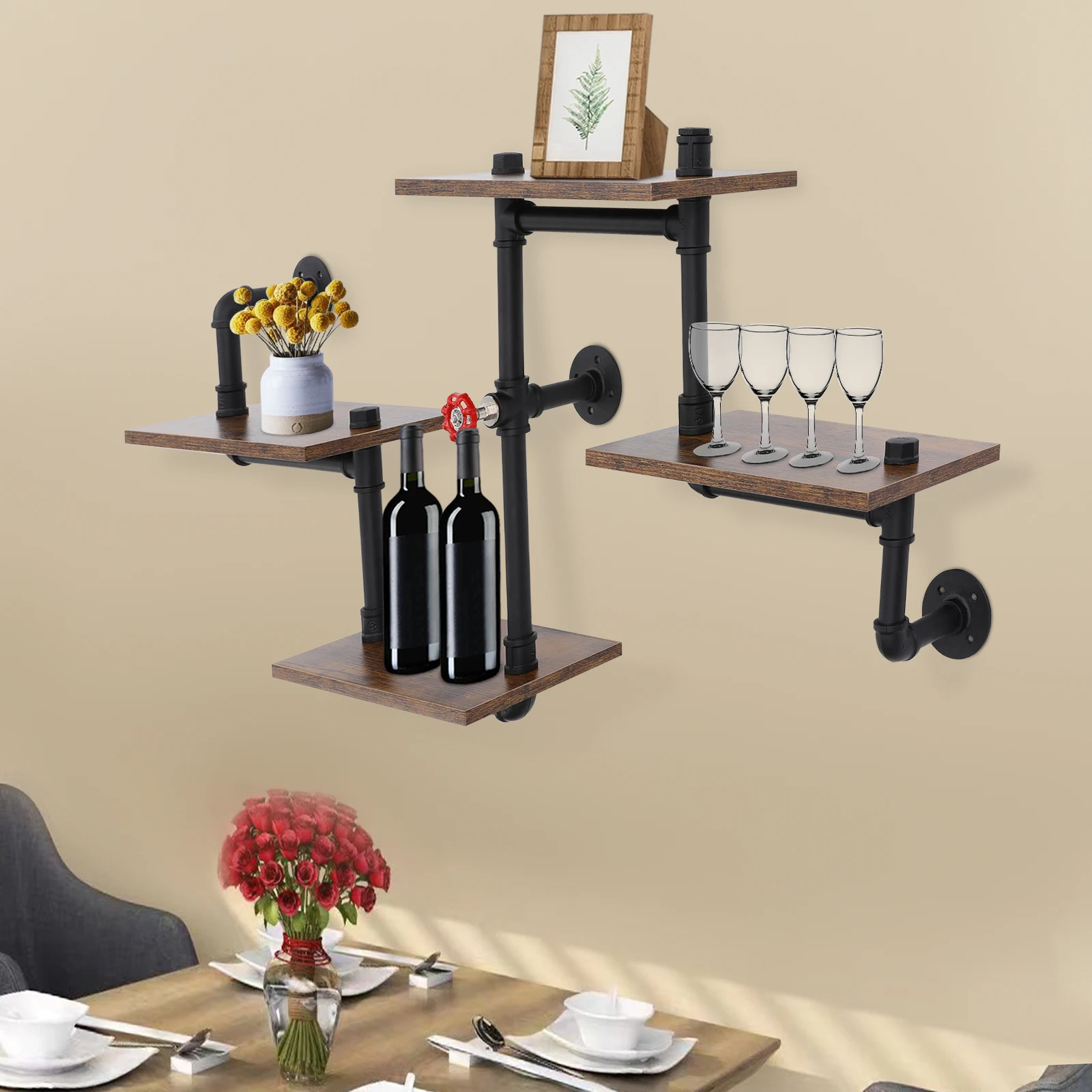120*20*90cm Industrielle Rohr Regal Wand-Montiert Lagerung Regal Küche Badezimmer Organizer Bar Halterung display-ständer Halter – Detail 4