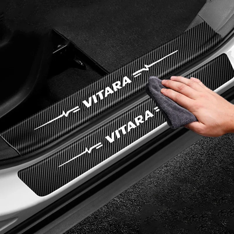 

Наклейки на порог автомобиля, порог двери, порог, Накладка на порог для Suzuki VITARA, значок, наклейки на пороги, искусственное украшение от царапин