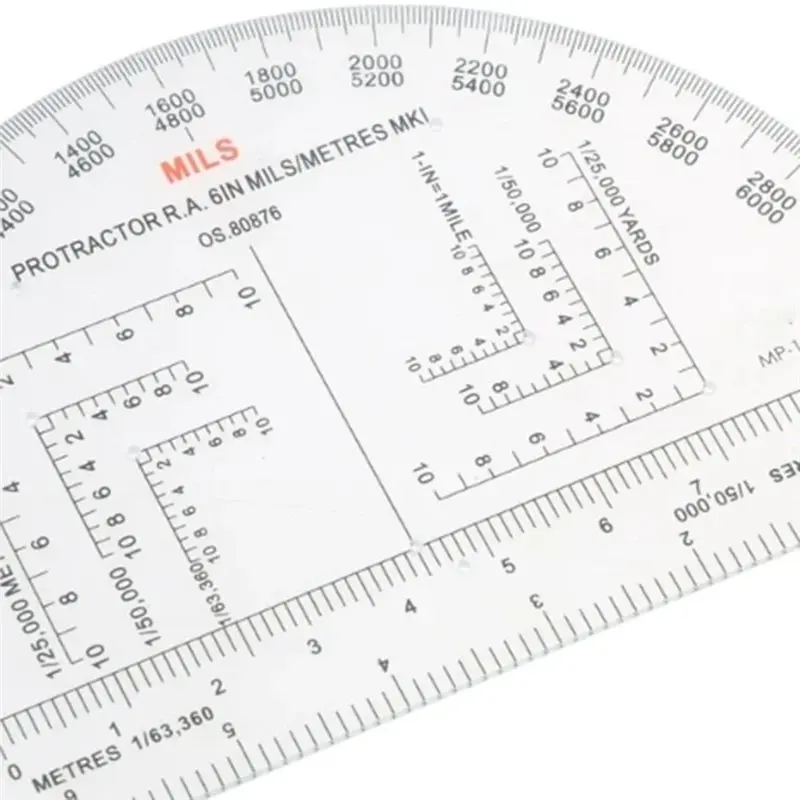L93A-지상 항법용 각도기, 지리 좌표 눈금자 UTM/MGRS 좌표 스케일, 6인치 RA 플라스틱 도구