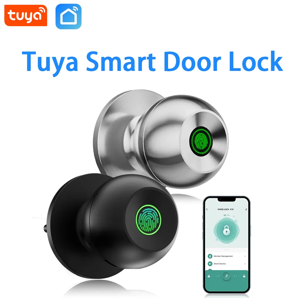 กุญแจล็อคประตูอัจฉริยะ Tuya Smart Home 3-in-1 ปลดล็อคด้วยกุญแจ / ลายนิ้วมือ / แอป Smart Life สำหรับโรงแรม อพาร์ทเมนต์ โกดัง 1