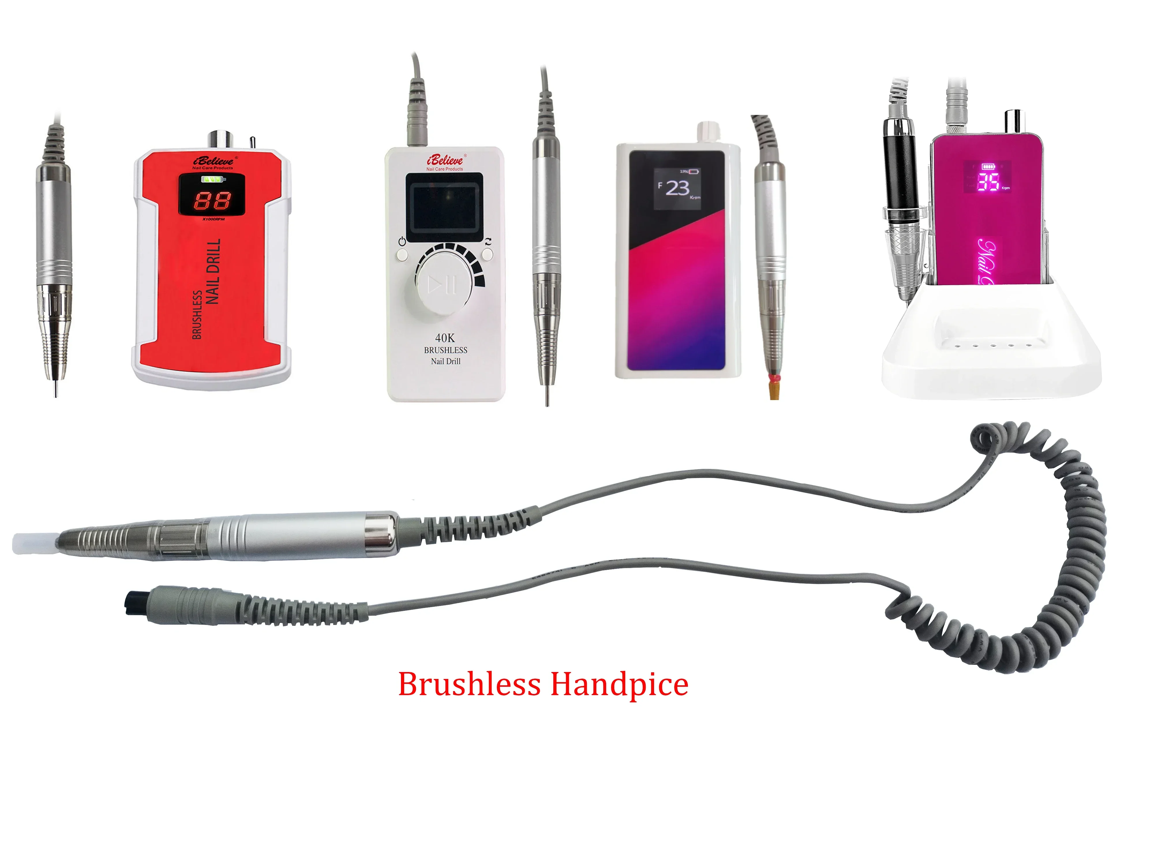 IBELIEVE Nail Drill Handpiece 35kRPM Electric Brushless Nail Drill Machine Manicure Pedicure Tool  Nail Art Equipment Accessory 4