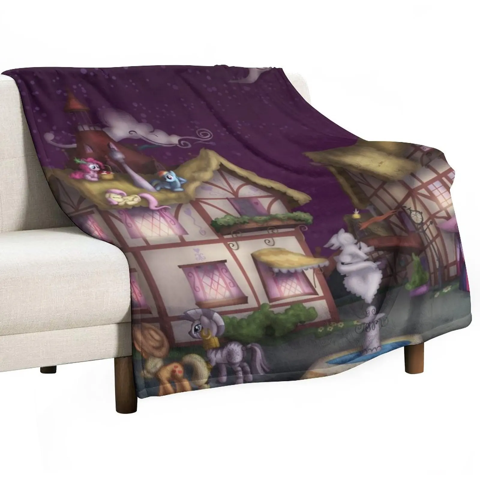 

Ponyville, Dusk Throw Blanket Luxury Designer Blanket Retro Blankets