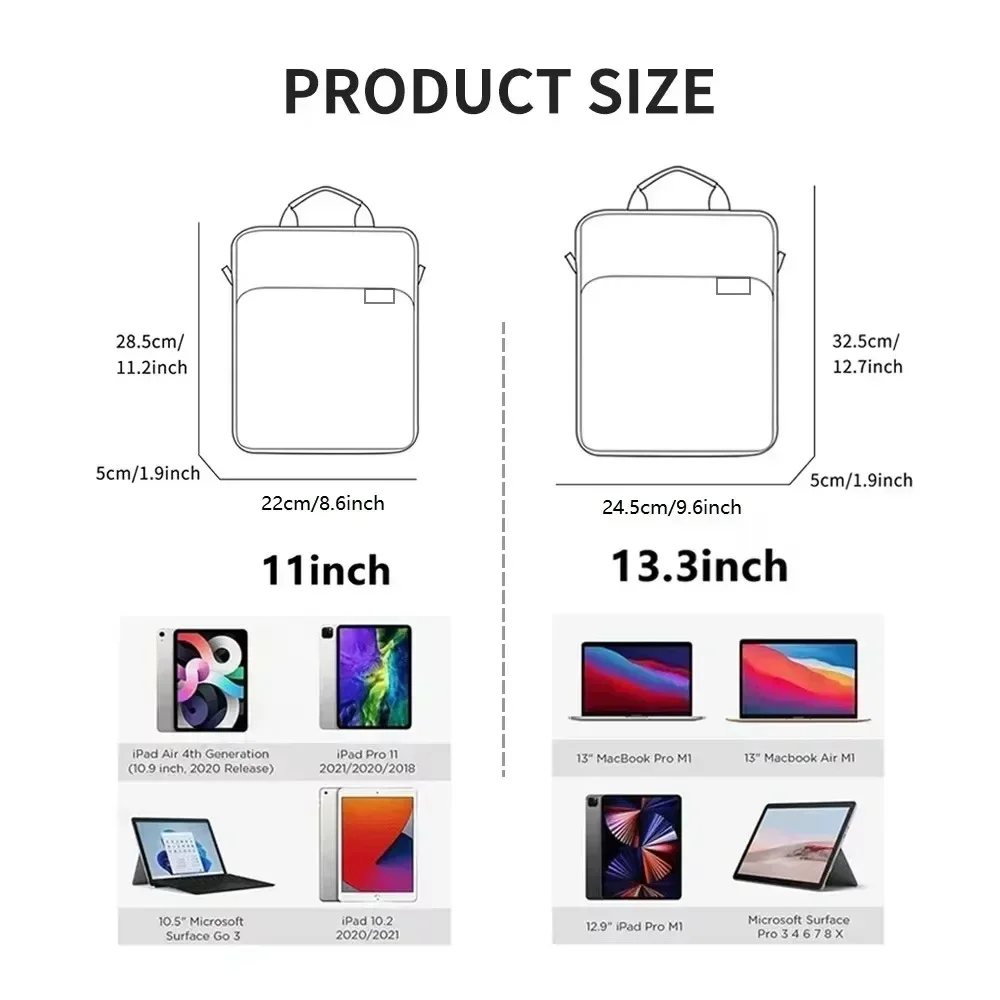 Universal Tablet and Laptop Bag Case - Protective Handbag for Tablets and Accessories