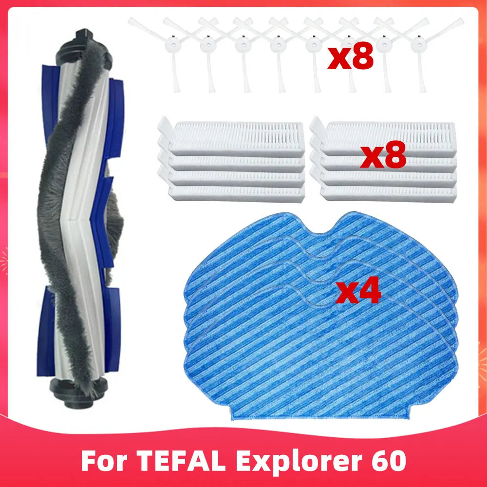 

For TEFAL Explorer Serie 60 / RG7447 / RG7455 / RG7447wh / RG7455WH Robot Vacuums Main Side Brush Hepa Filter Mop Cloths Spare