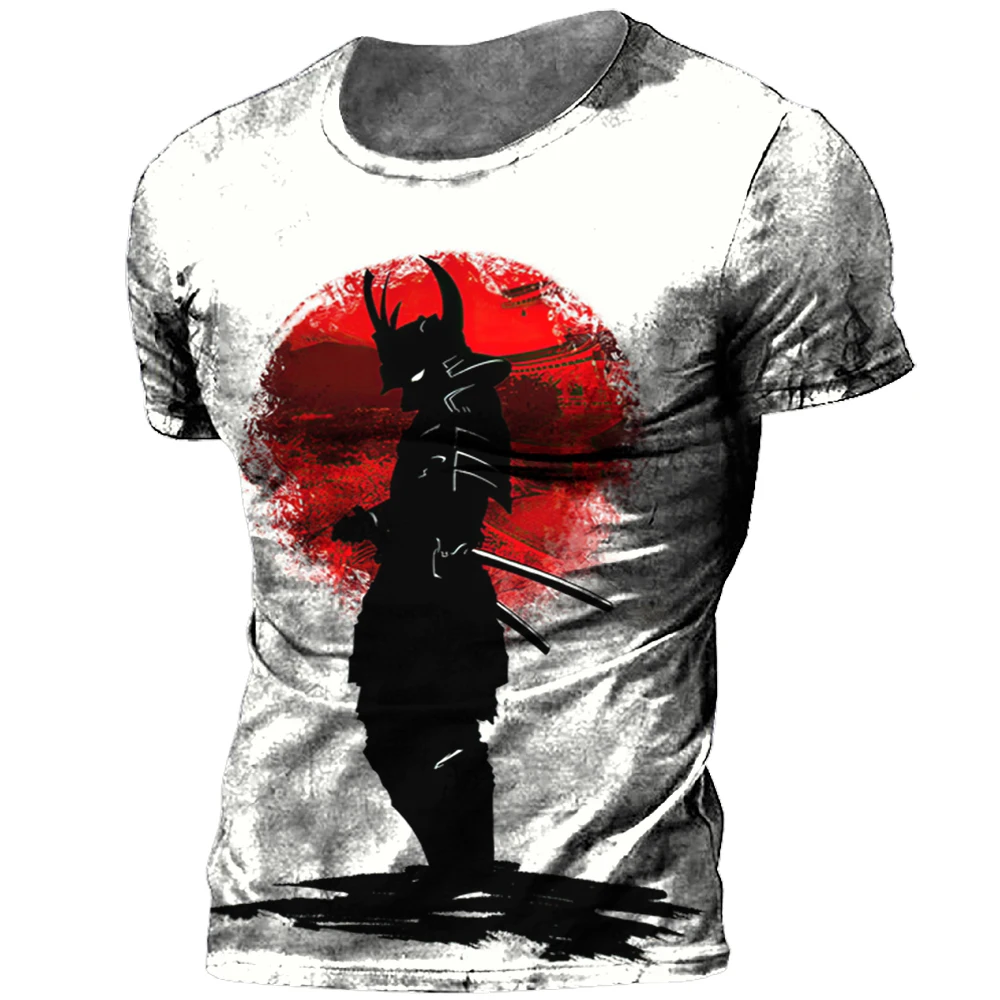 

Japanese Samurai T-shirt Casual Retro Men's T Shirt Oversized Vintage Men's Clothing 3D Japan Style Print Short Sleeve Tops Tees