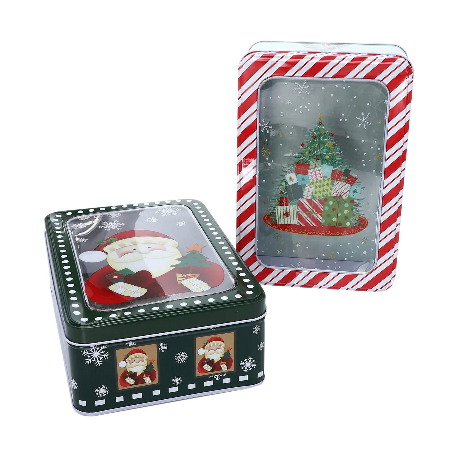 

2Pcs Christmas Candy Jar Xmas Decorative Candy Case Iron Storage Boxes