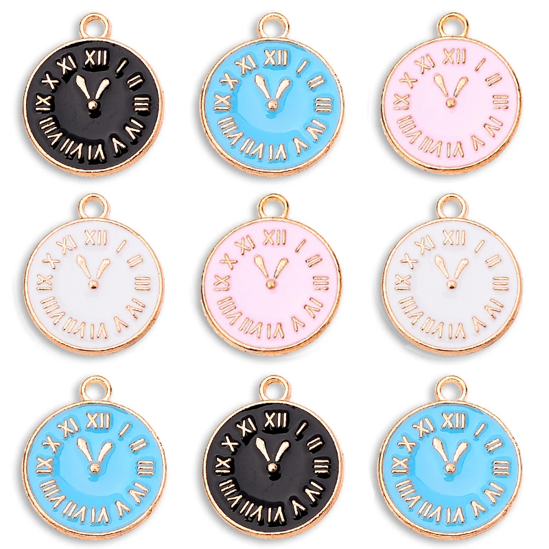 

Fashion Mixed Colors 20Pcs Funny Clock Enamel Color Pendant for Couple Bracelet Necklace DIY Jewelry Making Charm Wholesale