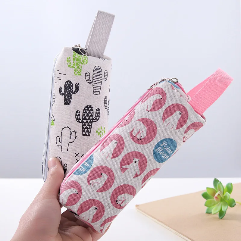 

Cute Cartoon Cactus Bear Pencil Bag Large Capacity Pen Case School Office Supplies Stationery