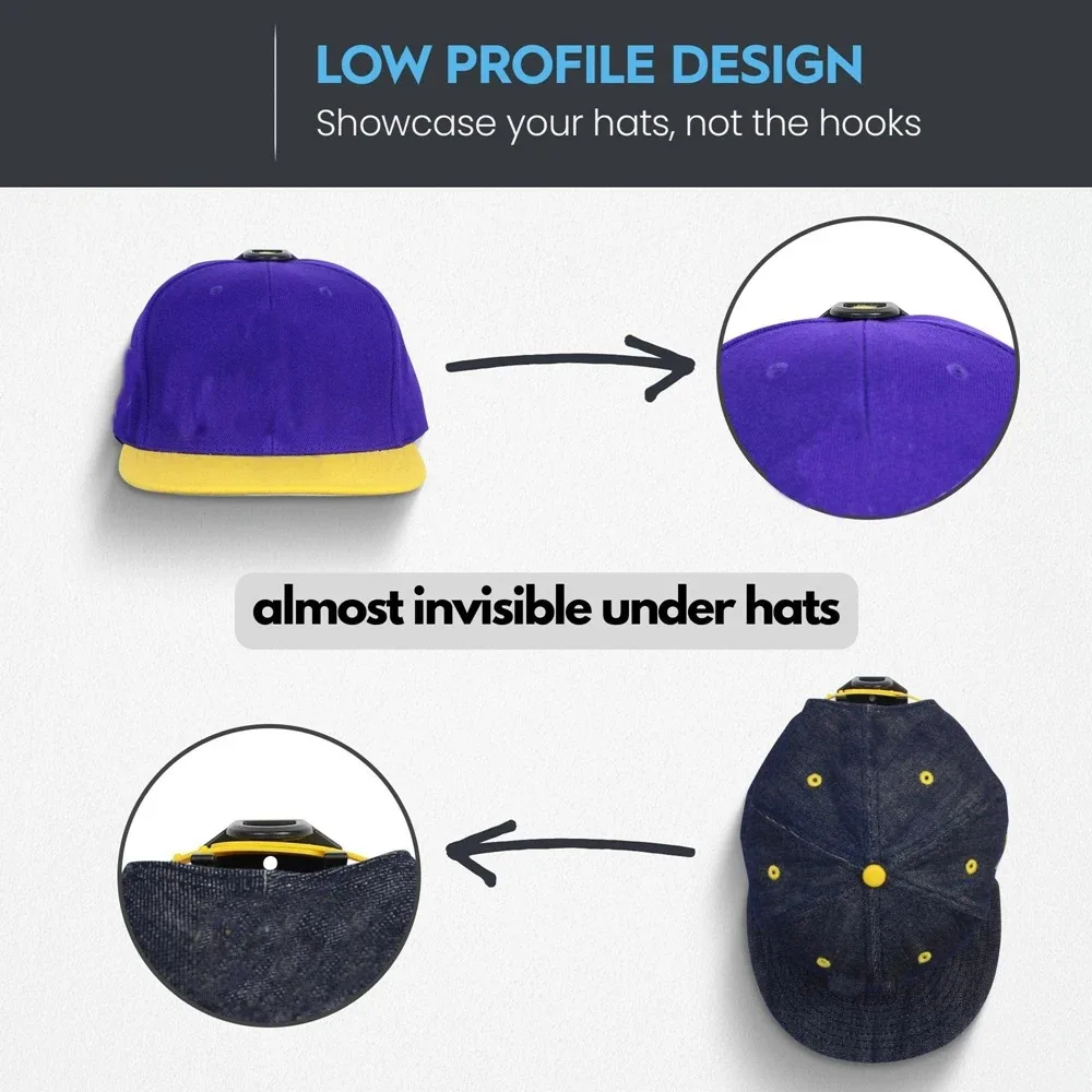 Adhesive Hat Racks Free-punch Casual Hat Storage Hook Wall Door Baseball Cap Holder Display Strong Hold for Closet 5/8Pcs