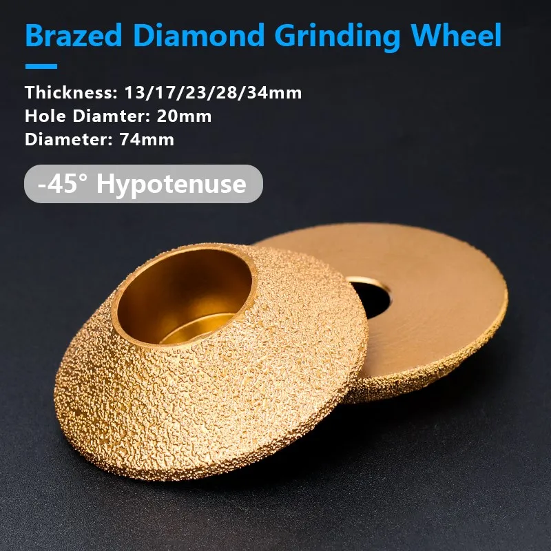 Hampton Diamante Soldadas Rebolo 45 Graus Hypotenuse Afiação Moagem Disco Ajuste Ângulo Moedor Furo 20 mm Diâmetro Polegada 75 mm - Image 2
