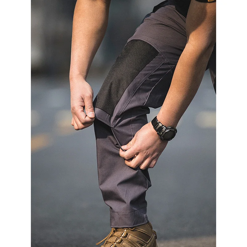 Lynjacye Mens Outdoor Straight Leg Tactical Pants Men's Waterproof Work Pants Knee Protection Military Multi Pocket Trousers