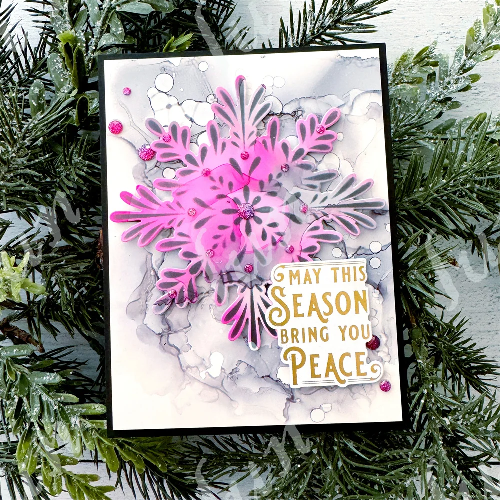 Christmas Poinsettia Frame Cutting Dies Stamps Festive Holiday Bicycle Greetings Hot Foil Stencils Deck the Halls Washi Tape