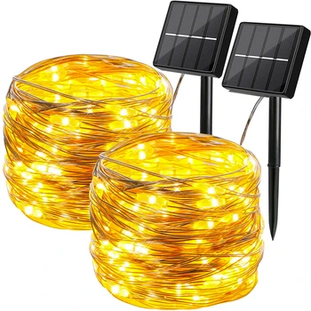 야외 LED 태양광 스트링 조명, 페어리 스트링 조명, 500 LED, 야외 발코니 정원 마당 트리, 크리스마스 웨딩 파티용 8 가지 모드