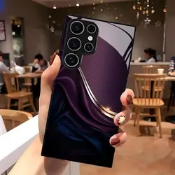 Elegant Purple Striped Frosted Glass Phone Case - Non - Slip Full Cover - Galaxy S20 (Black1)