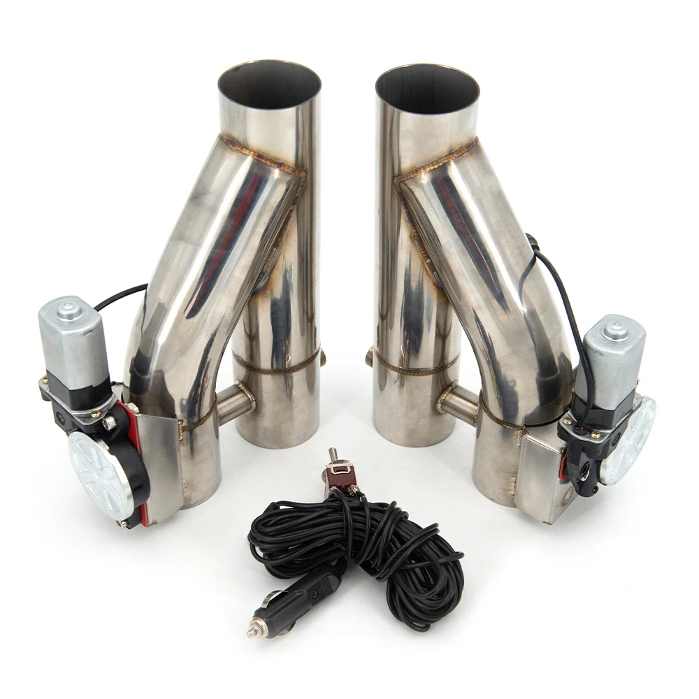 

Universal 2"/2.25''/2.5''/3" Dual Double Valve Electric Exhaust Cut Out Cutout Valve Exhaust Pipe Muffler With Switch Control