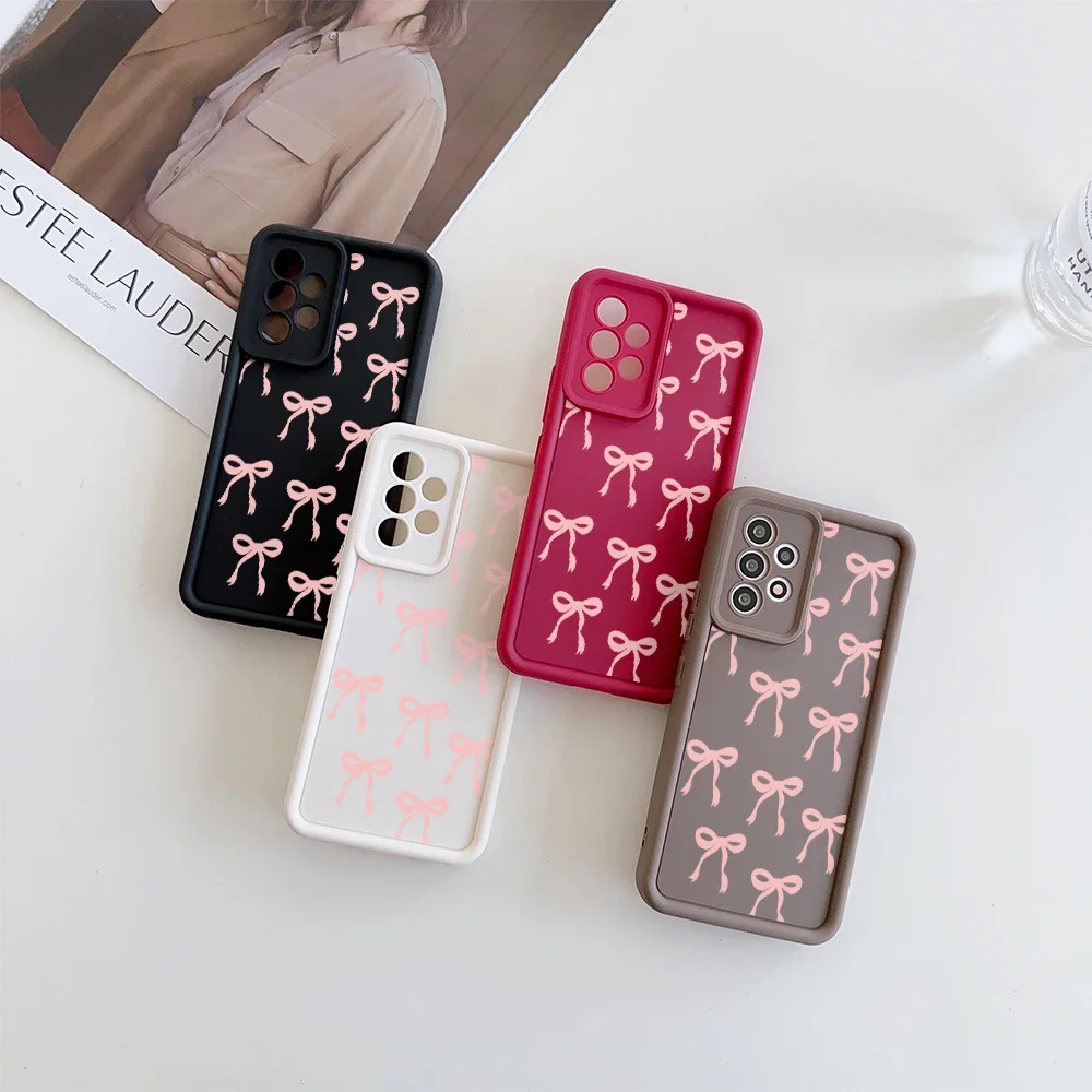 Silicone Pink Bowknot Cartoon Couple Fashion Phone Case with Bumper Protection