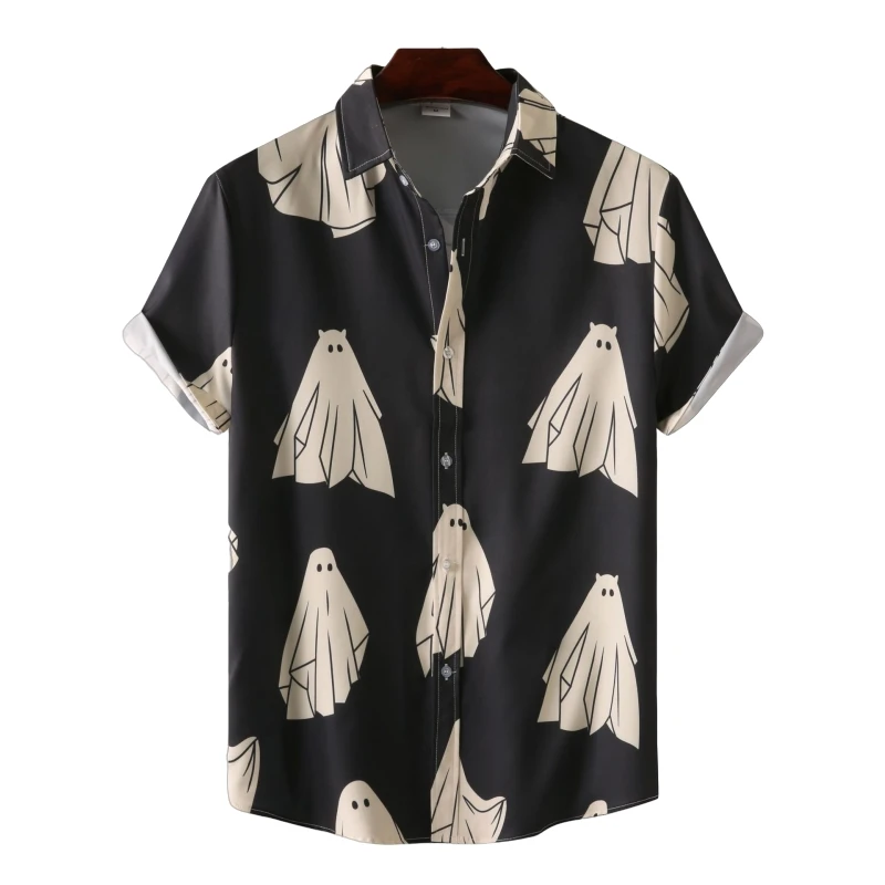 Shirts Men's Oversize Shirt Man Tiki Fashion Beach Clothing Blouses Social T-shirts Free Shipping Luxury Hawaiian Cotton T-shirt