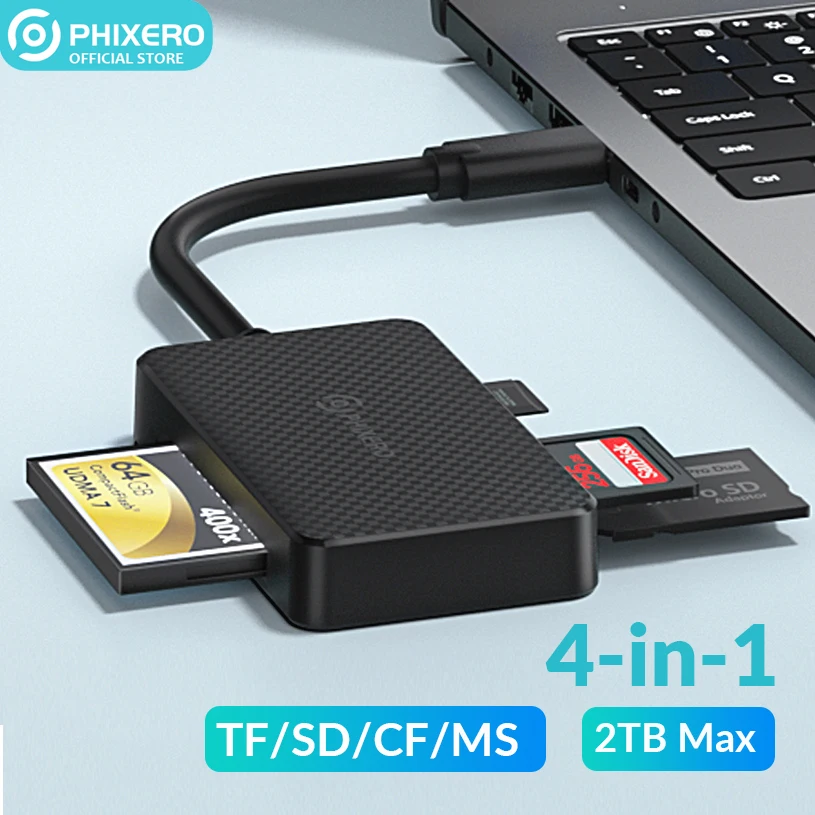Phixero-usb a tipo c 3.0 Leitor de Cartão de Memória Adaptador Multi Detector Micro sd Sdhc Sdxc Mmc tf cf ms Pro Duo Stick Câmera Switch
