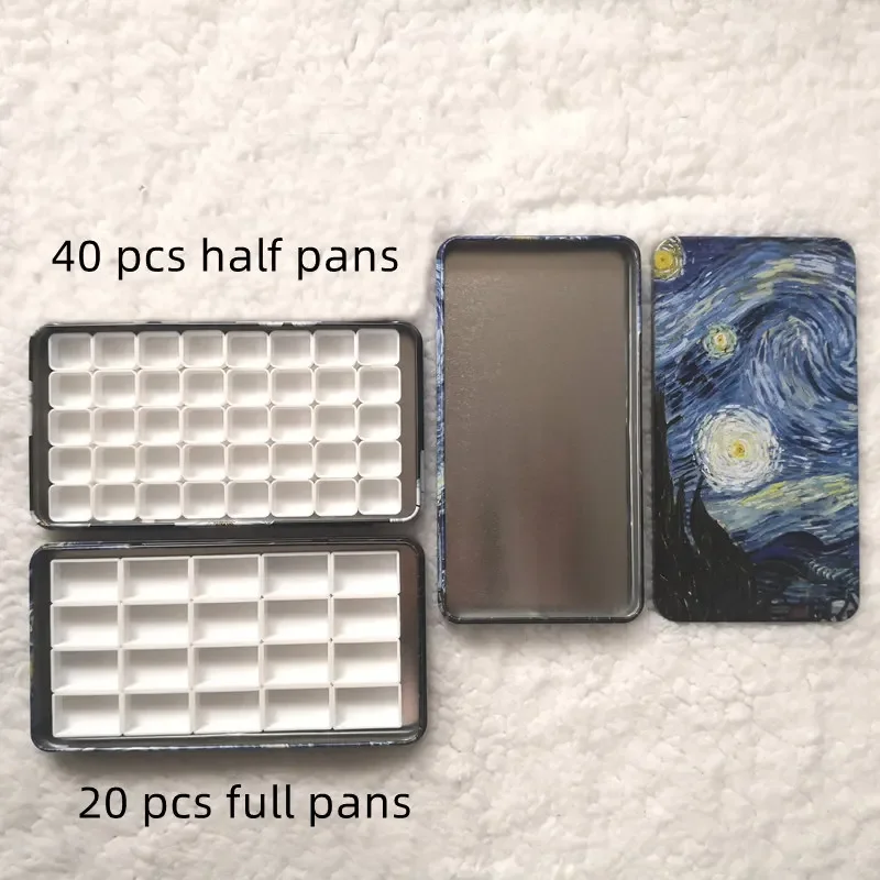 Empty Watercolor Paint Tin Box Palette Portable Solid Water Color Paint Storage Box Art Supplies