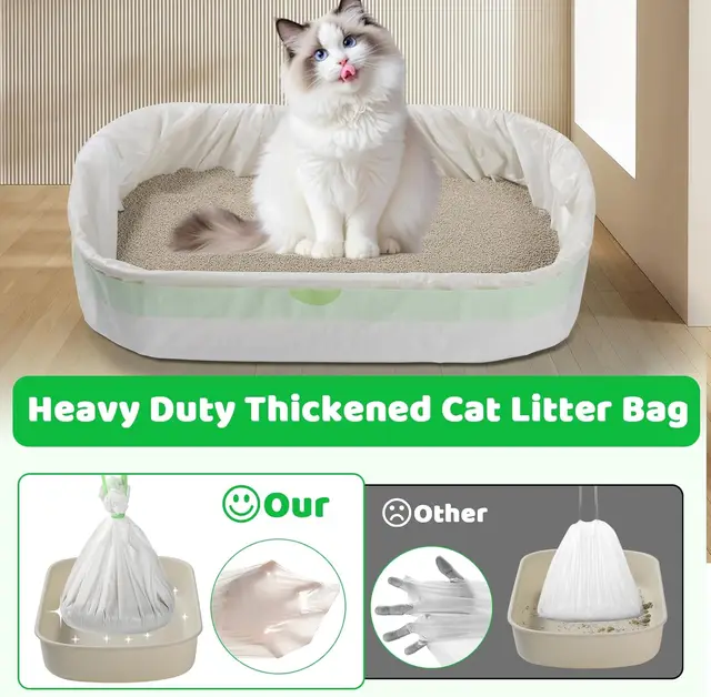 Heavy Duty Extra Thick Litter Pan Liners,Jumbo Drawstring Cat Litter Bags,Large Litter Box Liners 37x18inch 1/2/5 Rolls 2