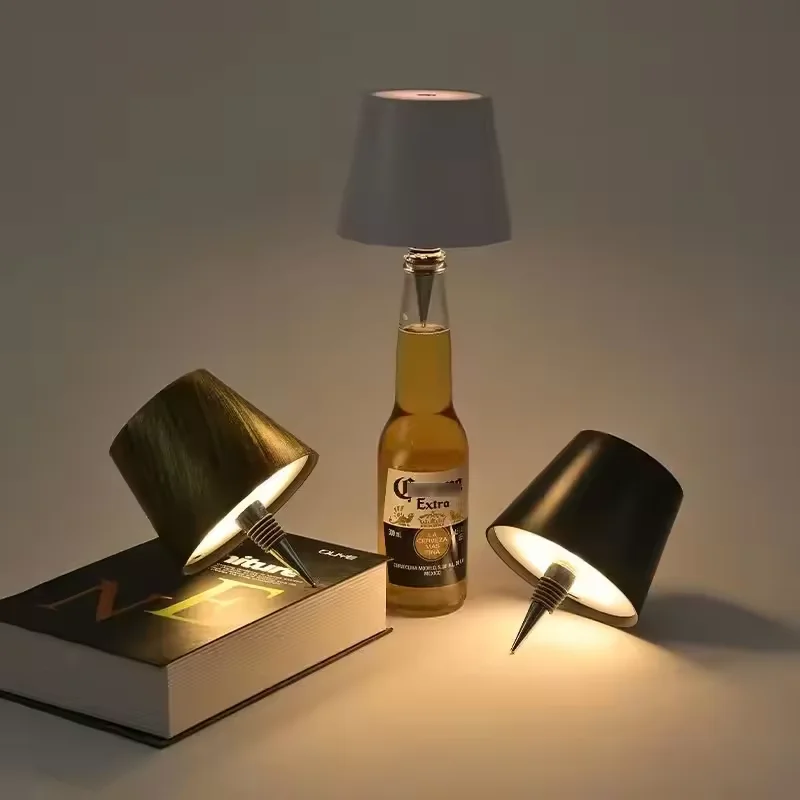 2025 LED Bottle Table Lamp Touch 3 Colors Rechargeable Portable Desktop Decoration For Bar Restaurant Camping Atmosphere