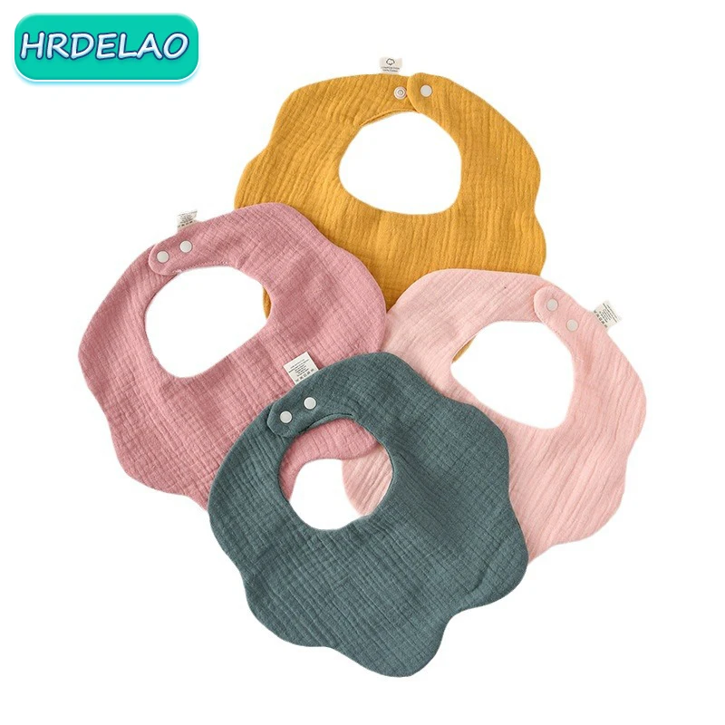 

Ins Baby 100% Cotton Solid Color Bib 360° Absorbent Grade Cartoon Bib Water Towel Baby Cotton Bib Waterproof For Children Gifts