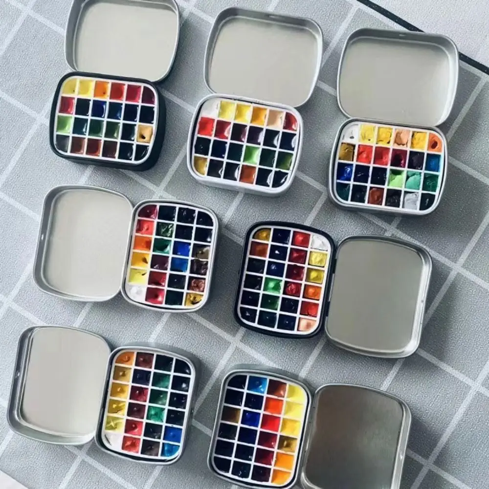 Watercolor Palette 2Pcs Empty Watercolor Paint Palette Mini Waterproof Pigment Box Moisture-proof Magnet Travel Painting Tray Outdoor