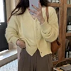 Autumn Fashion V-neck Knitted Cardigan Women Green Long Sleeve Single Breasted Sweaters Casual Knitwear Mujer 3