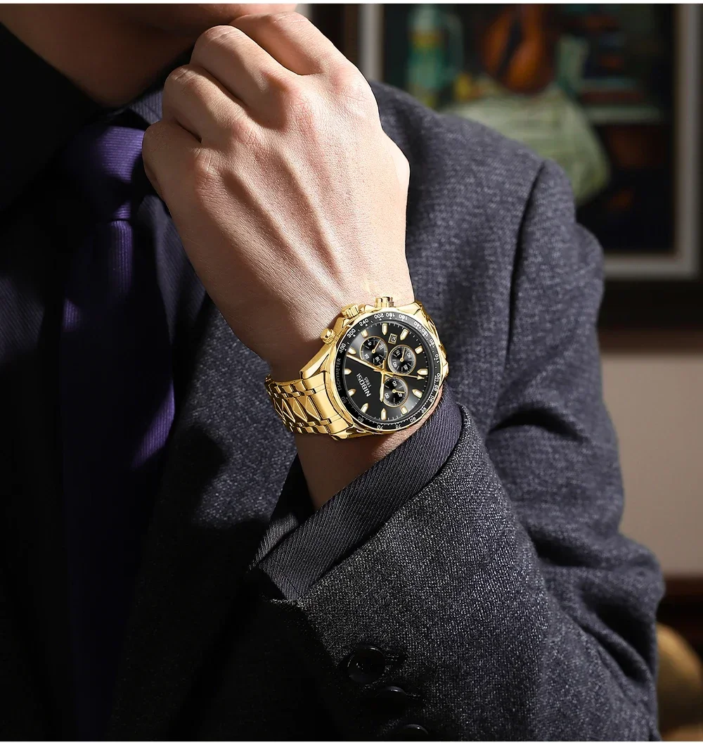 NIBOSI Top Brand Men Quartz Watches Business Male Wrist Watches Date Clock Waterproof Chronograph Man Watch Relogios Masculino