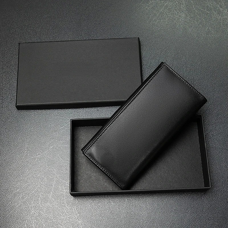 

have logo high quality 18643 fashion wallet top layer cowhide leather men's business long vertical wallet wallet