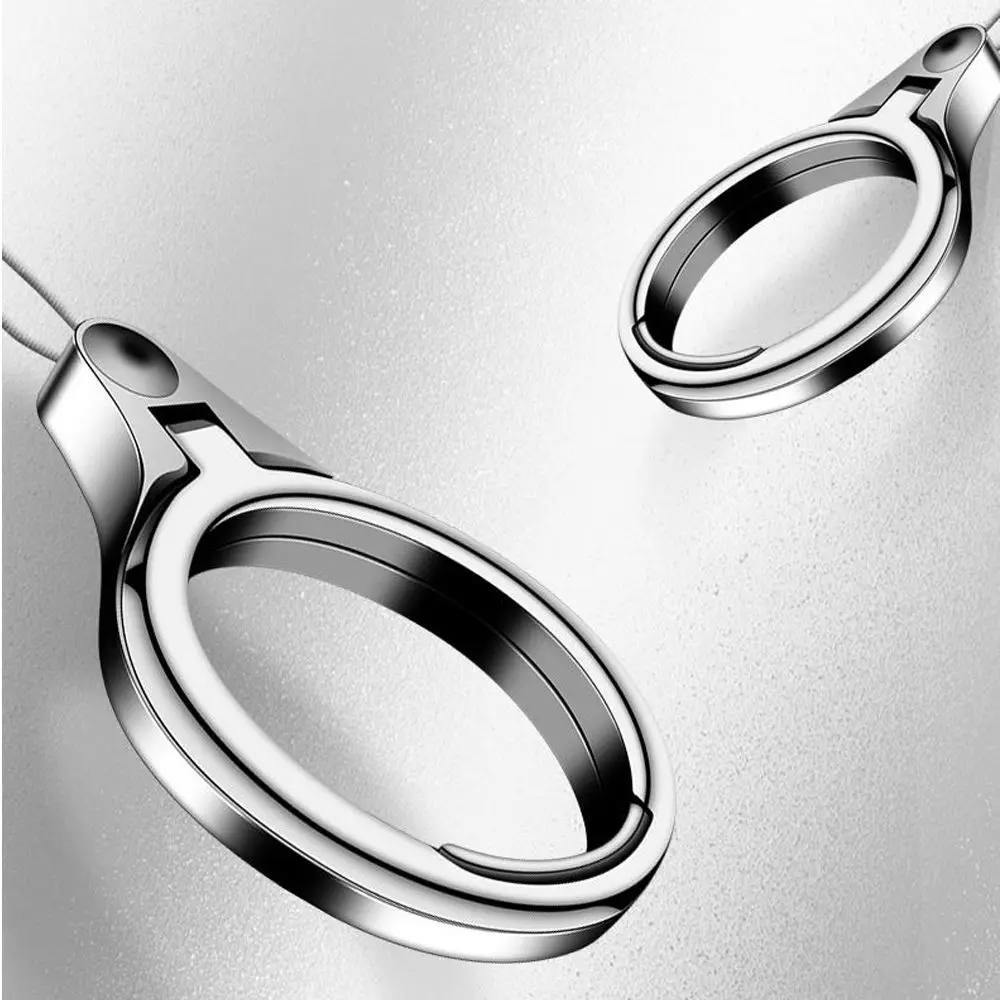 Dual Function Metal Phone Stand and 360° Rotating Finger Ring with Lanyard