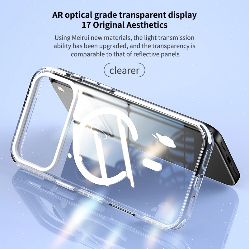 Luxury Striped Border Magnetic Wireless Charging Clear Phone Case
