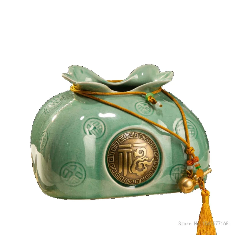 Chinese Style Tissue Box, High-end Light Luxury Style Creative Home Living Room Ceramic Coffee Table Dining-Table Paper Box, 1Pc