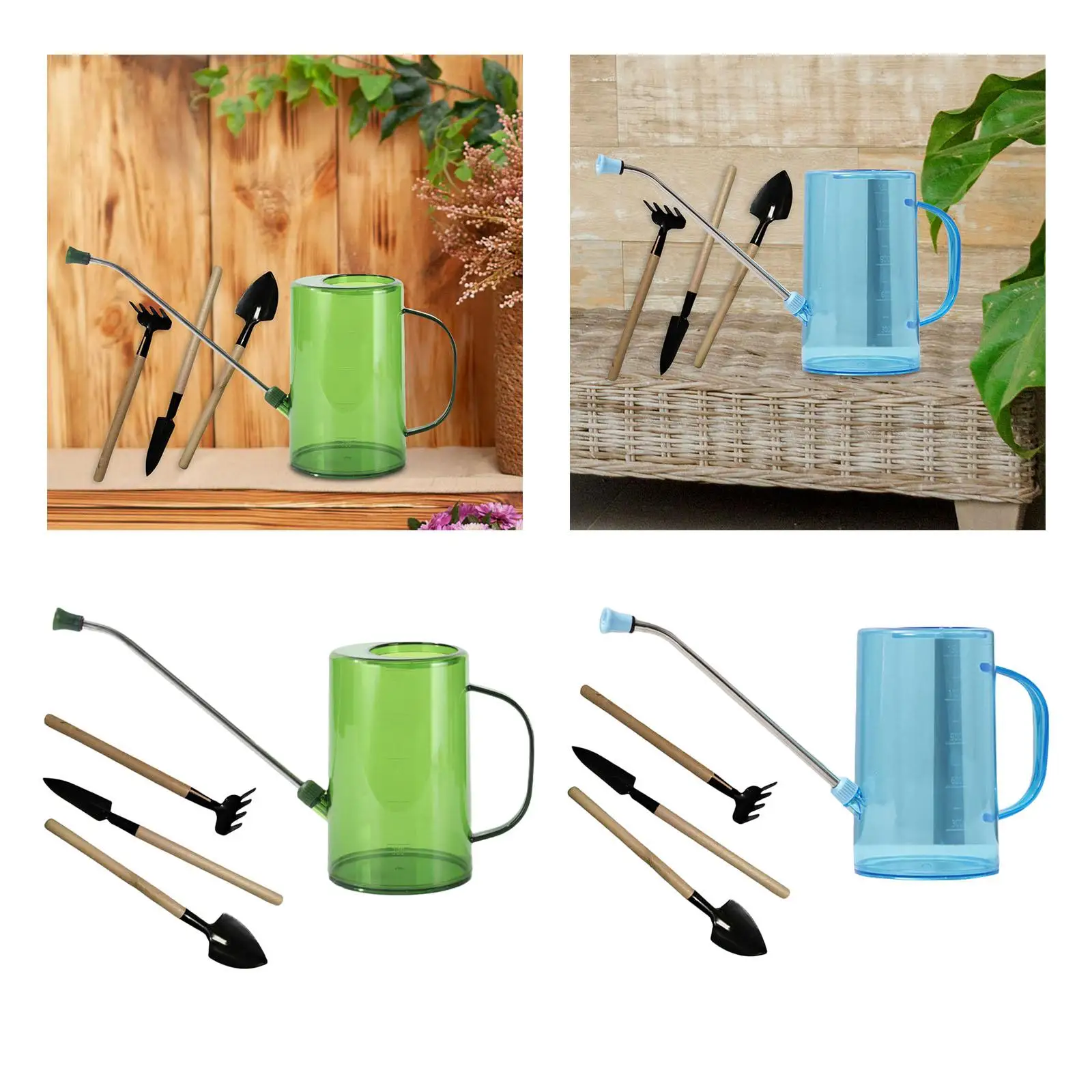 Watering Can with Stainless Steel Long Spout Ergonomic Handle with 3Pcs Gardening Tools for Garden Succulents Household Bonsai