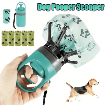 Recogedor portátil de excrementos de perro con bolsa de basura integrada. Diseño sin contacto.