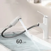 ก๊อกน้ำอ่างล้างหน้าแบบดึงออกสีขาว, ก๊อกน้ำอ่างล้างจานแบบยืดหยุ่นน้ำร้อนและน้ำเย็นติดตั้งบนดาดฟ้าพร้อมโหมดฝักบัวแบบสตรีม 4