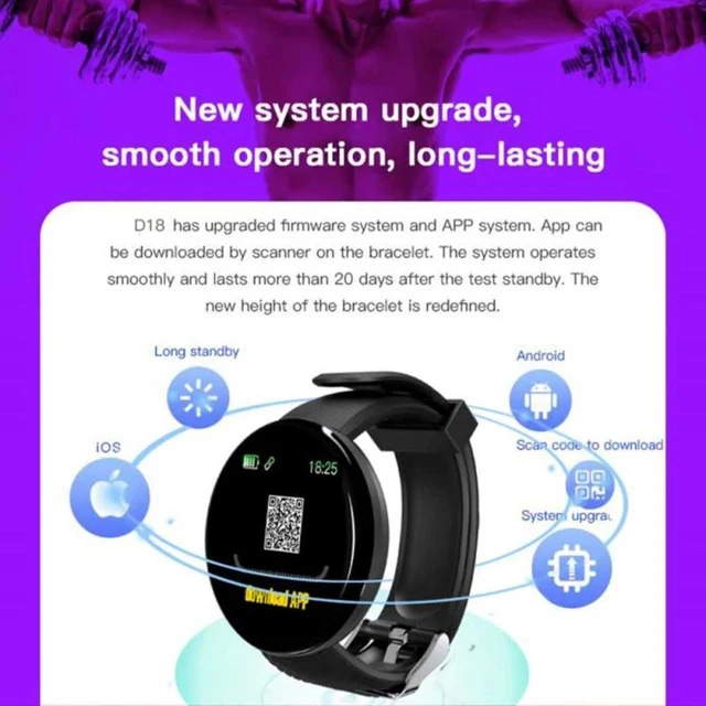 2Pcs D18 Smart watch digital Bluetooth watch sports fitness pedometer blood pressure heart rate monitoring smartwatch 2023 5