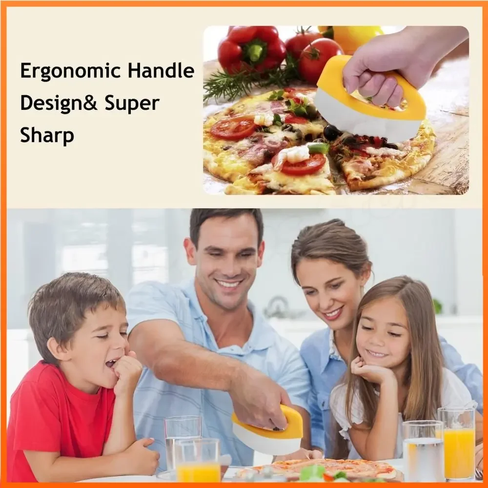 Pizza Cutter Wheel Food Chopper Super Sharp Stainless Steel Pizza Cutting with Protective Sheath Multi Function Knife