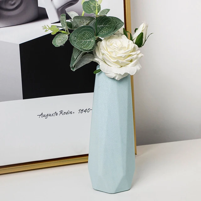 Plastic Vase Home For Decoration White Imitation Ceramic Flower Pot Plants Basket Nordic Wedding Decorative Dining Table Bedroom