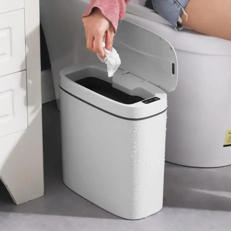 

Narrow Seam Kick Barrel Smart Garbage Bin Intelligent Induction Trash Can Toilet Mute Trash Can Home -free Touches The Trash Can