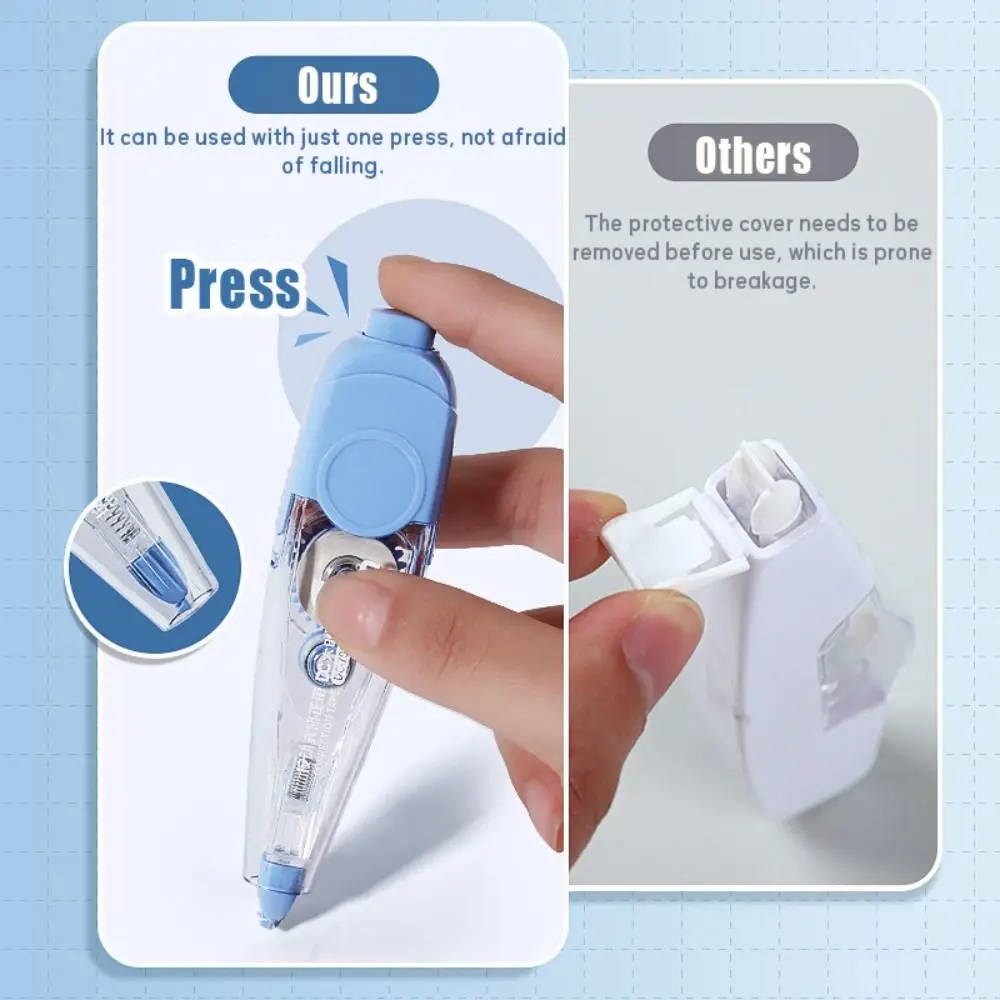 Press Type Portable Correction Tape 6M Large Capacity Replaceable Core Silent Coating Tape Student Back To School Gift