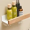 Solid Wood Storage Rack Bathroom No Drilling Washbasin Cosmetics Storage Rack Living Room Wall Mounted Decorative Rack Tray 5