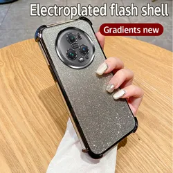 Luxury Plating Clear Shockproof Glitter Phone Case - Soft Protective Cover for Honor Magic 5 Pro (Black)