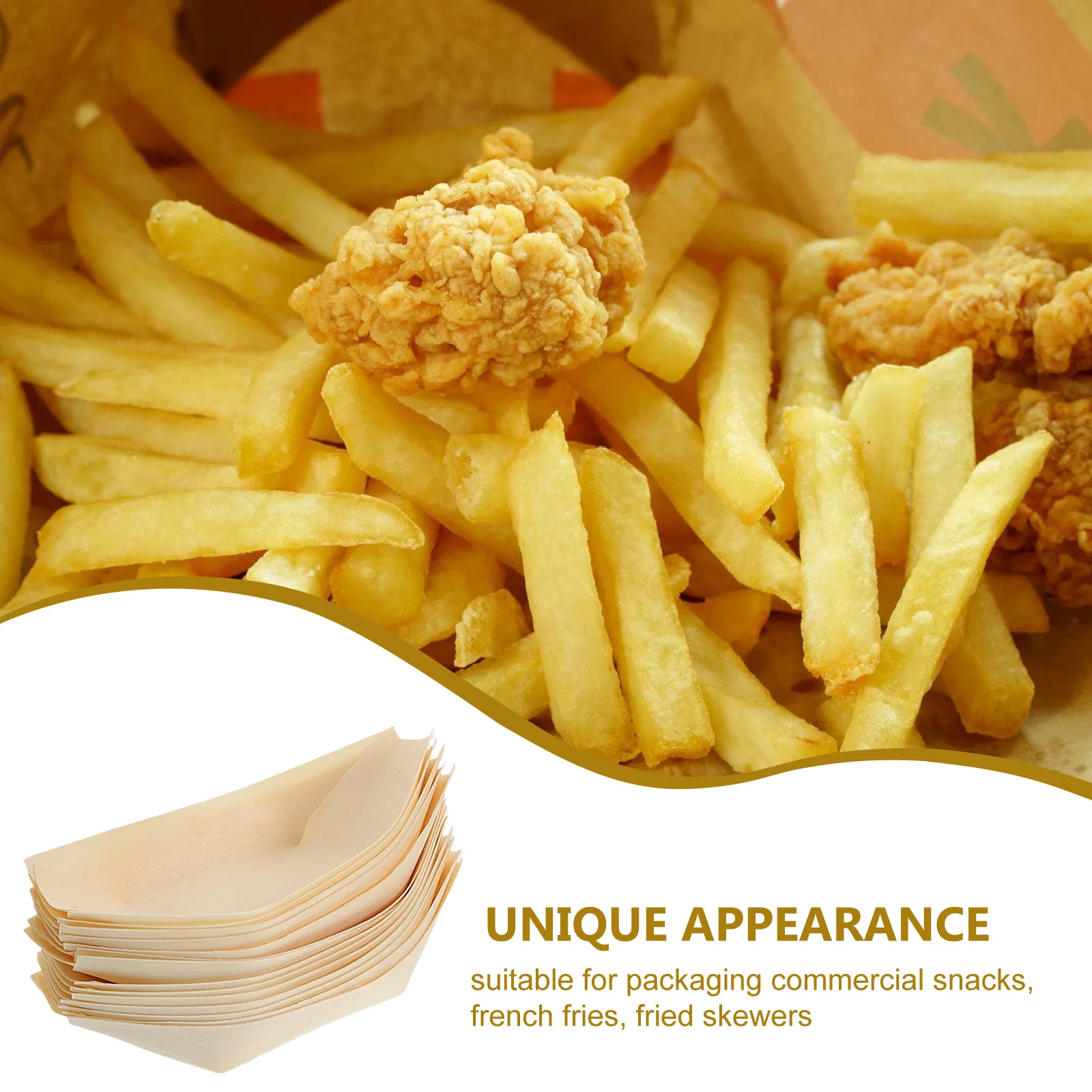 Boat Shaped Food Packaging Box Kraft Paper Trays Commercial Snacks Fries BBQ Material Catering Events Restaurants