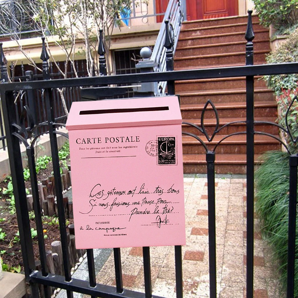 Vintage Villa Town Galvanized Iron Post Mailbox Letterbox Postbox Newspaper Magazines Holder Box Catcher Guard