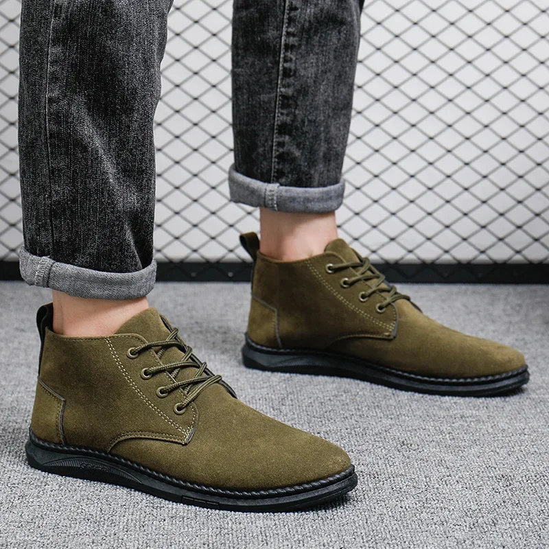 Men Shoes Luxury Suede Men Chelsea Boots 2024 New Comfortable Lace Up Ankle Boots Outdoor Casual High Quality Men Boots hombre - 4