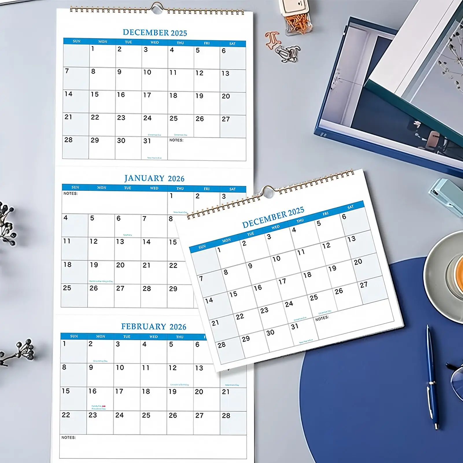 Large 2026 Wall Calendar with 3-Month View for Home and Office Organization