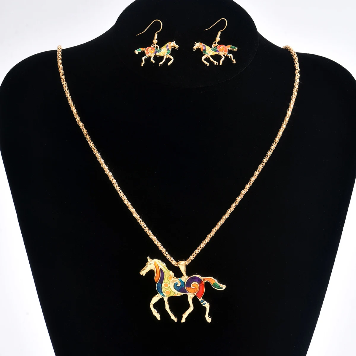 Rainbow Horse Pendant Necklace Little Rainbow Horse Jewelry Colorful Enamel Horse Pendant Necklace for Teen Girls Horse Lovers